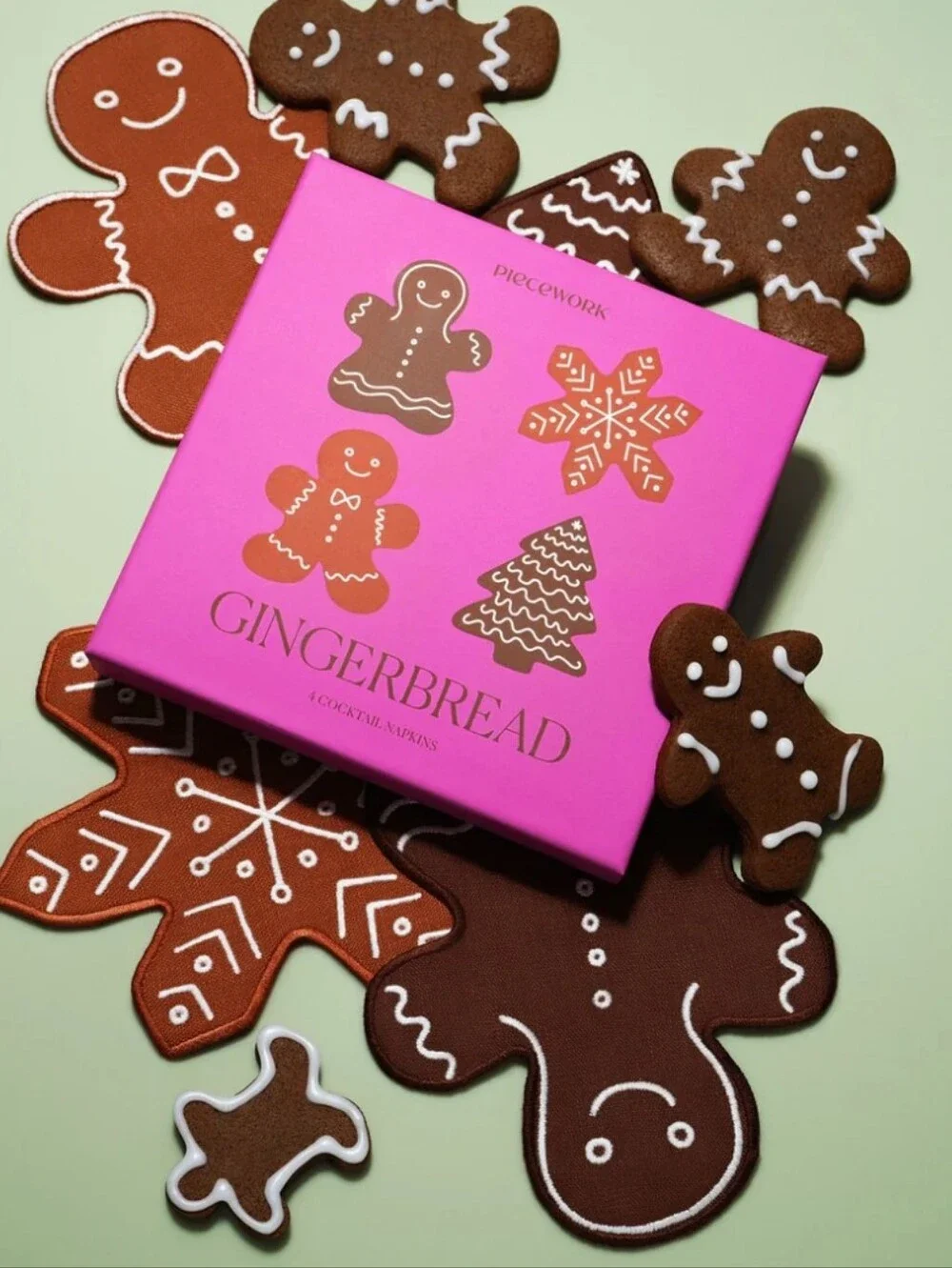 Piecework Linen Gingerbread Cocktail Napkins